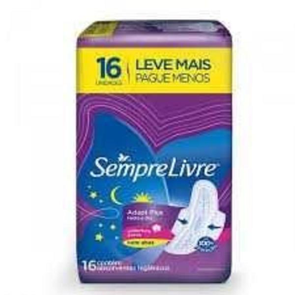 Absorvente com Abas Noite e Dia SEMPRE LIVRE com 16 unidades