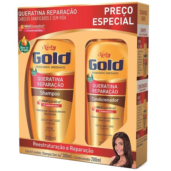 Shampoo + Condicionador NIELY GOLD Queratina Reparação 300ml+200ml