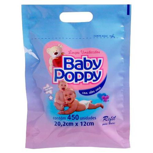 Lenço Umedecido BABY POPPY 450Und Refil