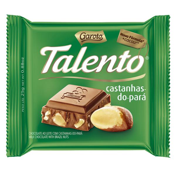 Chocolate ao Leite com Castanha Talento GAROTO Tablete 25g