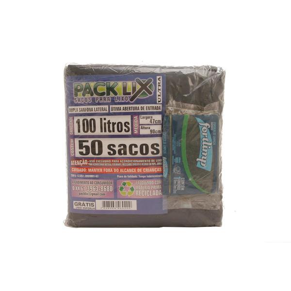 Saco para Lixo PACKLIX Preto 100L com 50 Unidades