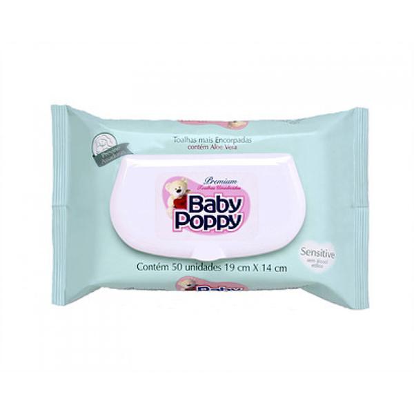 Toalha Umedecida Baby Poppy 50Und C/Tampa Sensitive