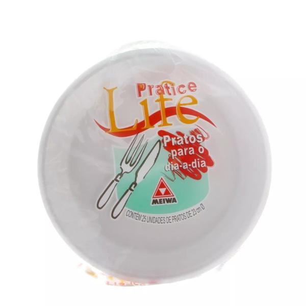 Prato Descartável Pratice Life Raso 23cm com 25 Unidades