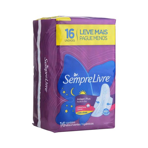 Absorvente com Abas Noite e Dia SEMPRE LIVRE com 16 Unidades