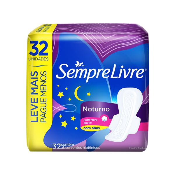 Absorvente Noturno com Abas SEMPRE LIVRE Suave com 32 unidades