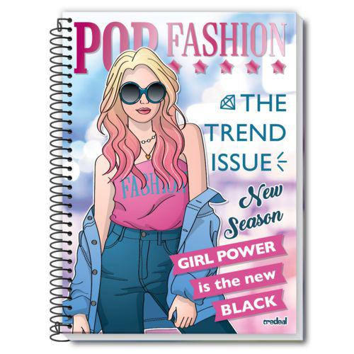 Caderno Espiral CREDEAL Pop Fashion 320 Folhas 16 Matérias Capa Dura Universitário