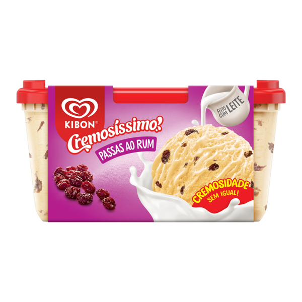 Sorvete KIBON Passas ao Rum Cremosíssimo 1,5l