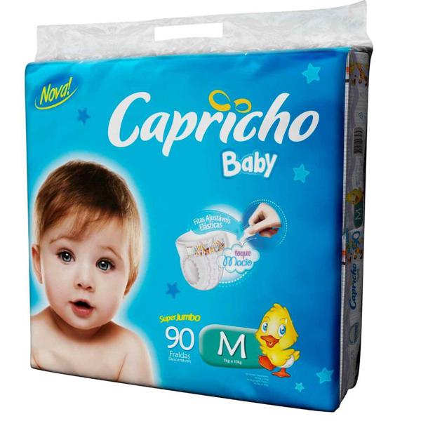 Fralda CAPRICHO BABY Super Jumbo M com 90 Unidades