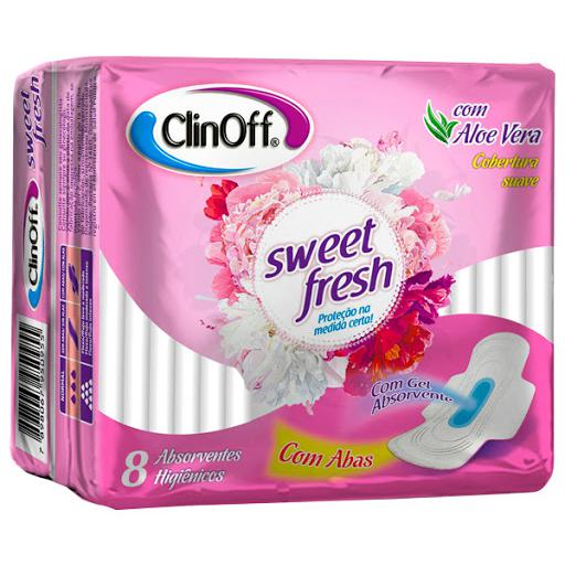 Absorvente CLINOFF Sweet Fresh Com Abas Suave com 8 Unidades