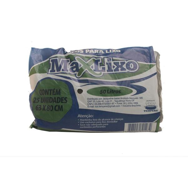 Saco para Lixo MAXLIXO Reforçado Preto 50L com 25 Unidades