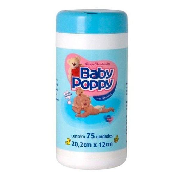 Lenços Umedecidos BABYPOPPY Azul com 75 Unidades