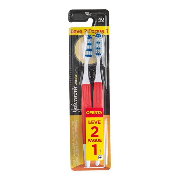 Escova Dental JOHNSON'S Reach Acess Média com 2 Unidades