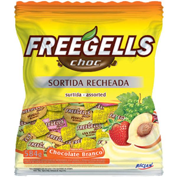 Bala Freegells 475g Sortidas Rech Choc Branco
