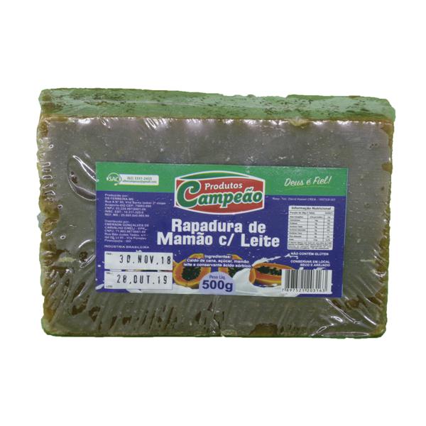 Rapadura Mamão com Leite CAMPEÃO 500g