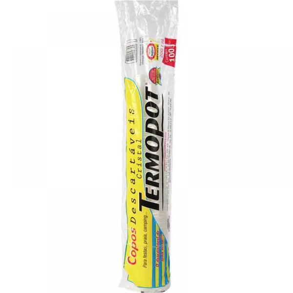 Copo Descartável TERMOPOT Cristal Com 100 Unidades 200ml