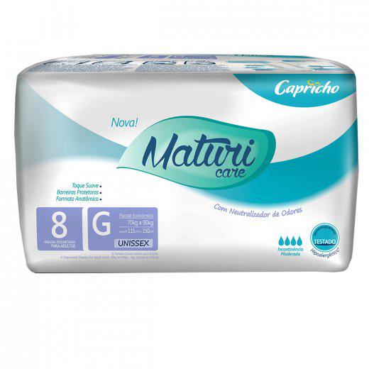 Fraldas Descartáveis Geriátricas Capricho MATURI Care G Com 8 Unidades