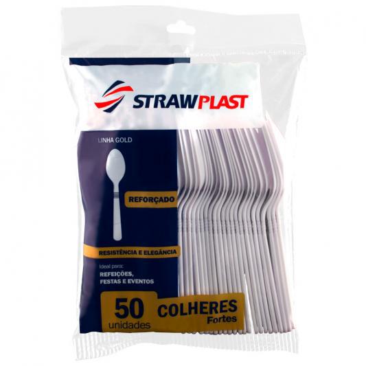 Colheres Plásticas STRAWPLAST Resistente com 50 Unidades